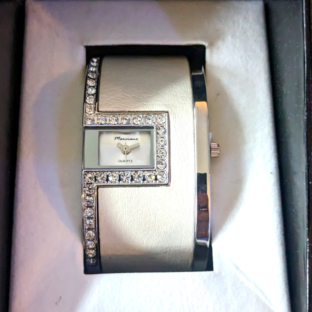 White with silver and jewel detail watch